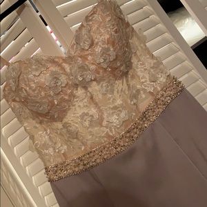 Two tone embroidered evening gown